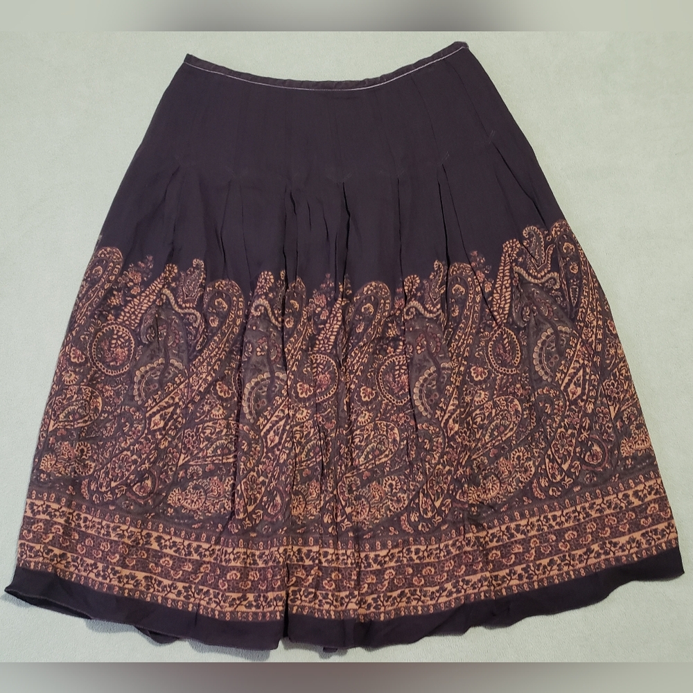 NWT Jones New York Signature Brown Paisley Pleated Skirt